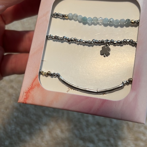 Keep Collective you are in luck trio stretch bracelets silver gold tone lucky - Picture 2 of 5